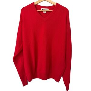 Appleseeds Mens Red 100% Cashmere V-Neck Long Sleeve Sweater‎ XL Vintage
